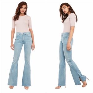 Express Bell Flare High Rise Side Slit Light Wash Jeans 6 Regular
